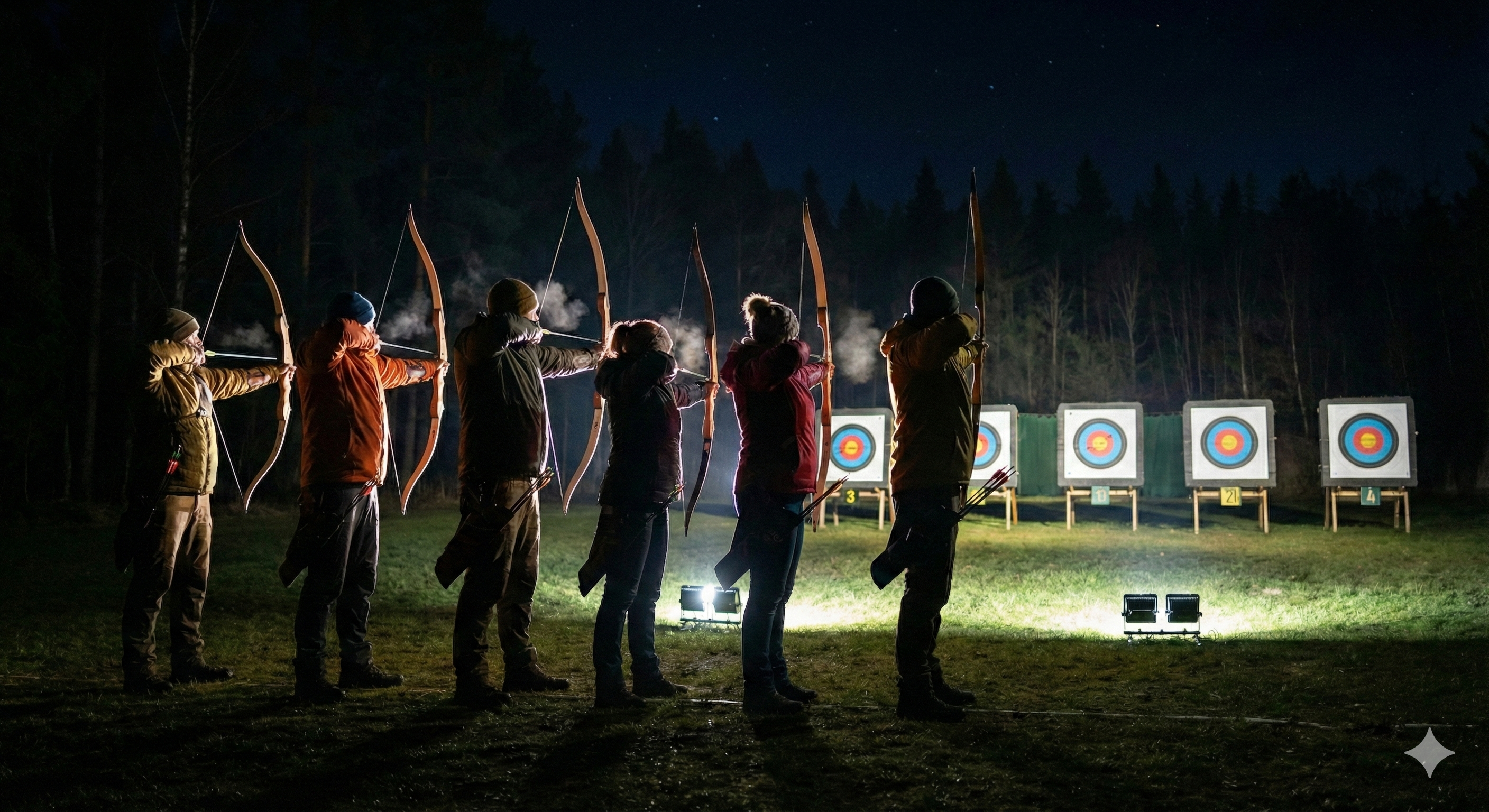 Nachtbogenschießen: besondere Atmosphäre während des Teamevents